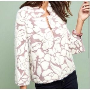 Meadow Rue Anthropology Floral Eyelash Cardigan Jacket Size Small MSRP $168